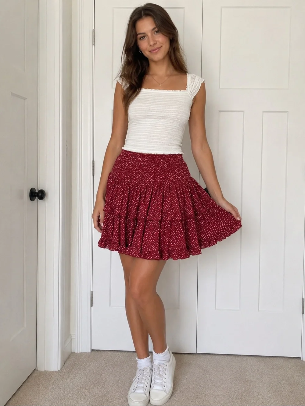LA HEARTS Polka Dot Ruffle Skirt M - Picture 9 of 11
